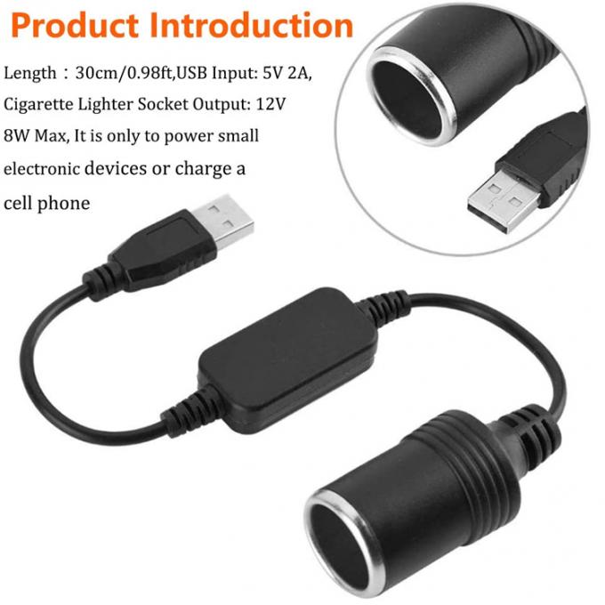 USB A Maschio a 12v Car Cigarette Lighter Socket Female Power Converter Cable 3
