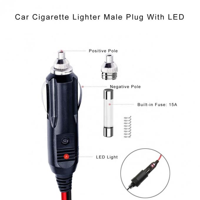 12V 24V 15A fusibile auto accenditore di sigarette maschio spina con filo stagnato di piombo 2