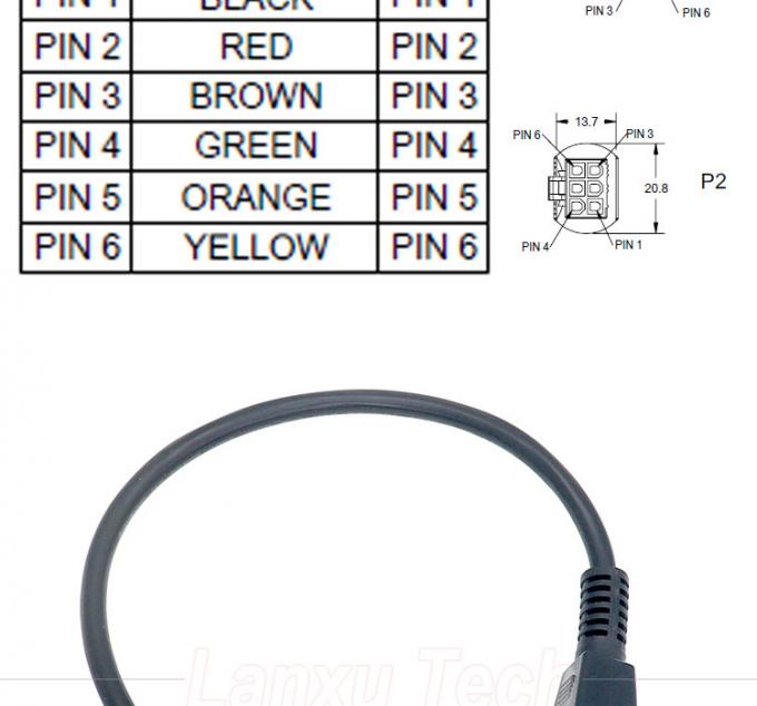 Overmolded Maschio a Maschio 6 Pin 2451350620 Molex Mini-Fit 4.2mm Pitch Connector Assembly Cable 1