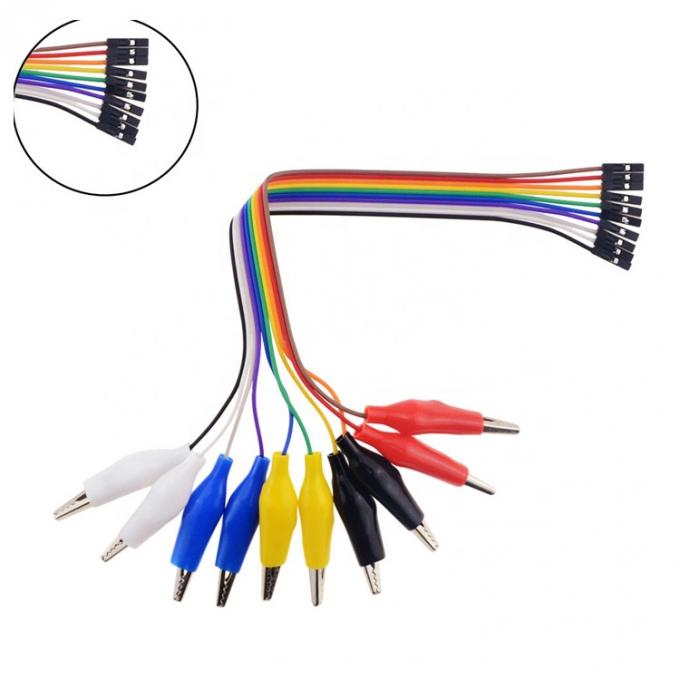 10 pin Alligator Clip to Female Dupont Breadboard Test Lead Jumper Wires per Raspbrry Pi 0