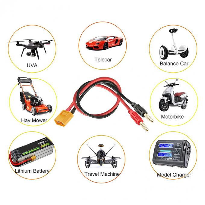 14AWG XT60 Male Plug to 4mm Banana Connector Cable per RC Lipo Battery Charge FPV Drone 5