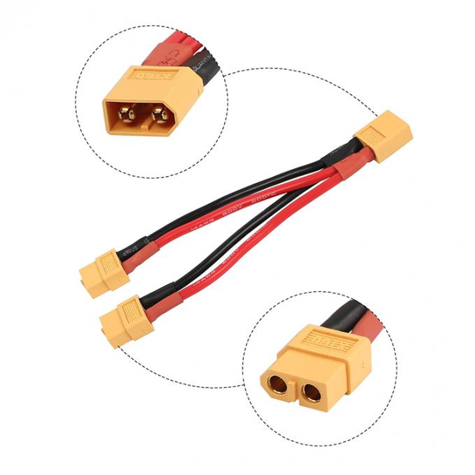14AWG XT60 1 maschio a 2 femmine Y Splitter Cable di estensione per batteria RC Lipo 4