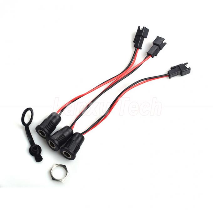 DC 022 5.5x2.1mm 5.5x2.5mm Femminile Socket Threaded Mount a JST SM 2 Pin Connector Cable 3