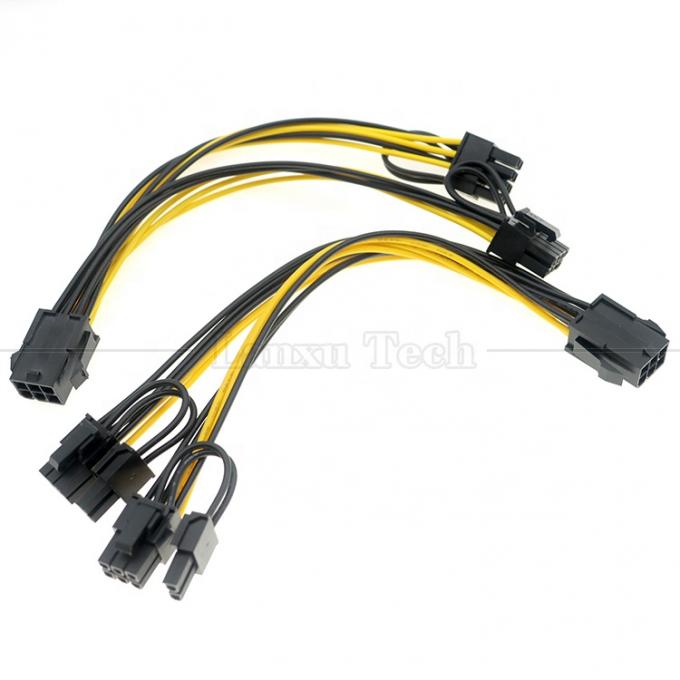 18AWG Pure Cooper Splitter 6 PIN femmina a doppia 8 PIN 6+2 maschio PCI Express PCIe Cable per schede grafiche GPU 0
