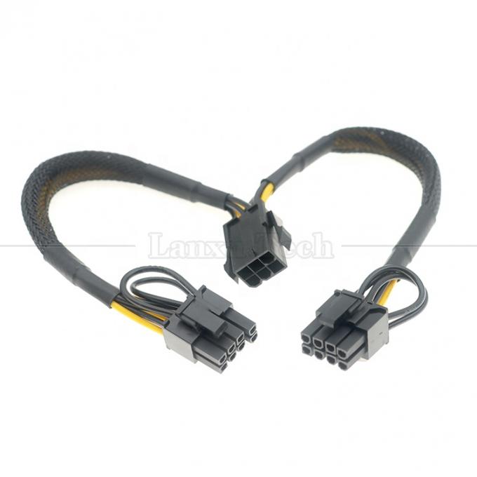 Sleeved 18AWG Pure Cooper Y Splitter 6 Pin to Dual 8 Pin 6+2 PCI Express Power Adapter Estensione cavo PCIe per GPU 0