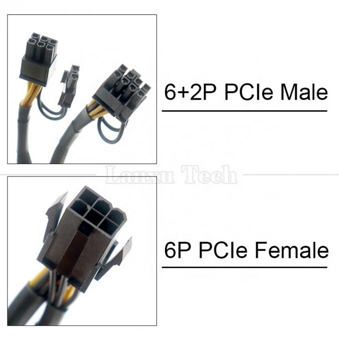 Sleeved 18AWG Pure Cooper Y Splitter 6 Pin to Dual 8 Pin 6+2 PCI Express Power Adapter Estensione cavo PCIe per GPU 1