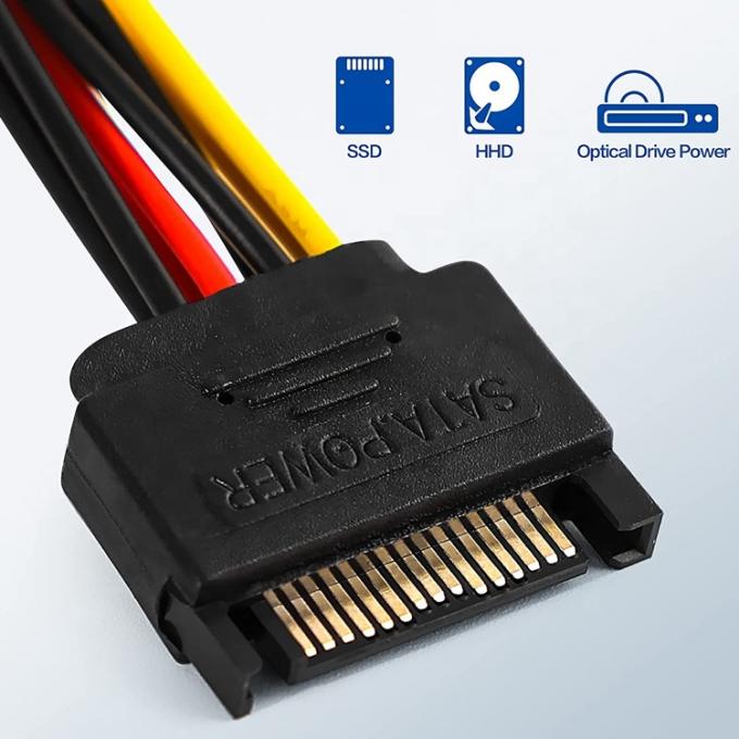 Sata 15 Pin Maschio a Dual Molex 4 Pin Lp4 IDE Femminile Hard Drive Power Y Adapter Converter Cable per HDD SSD 2