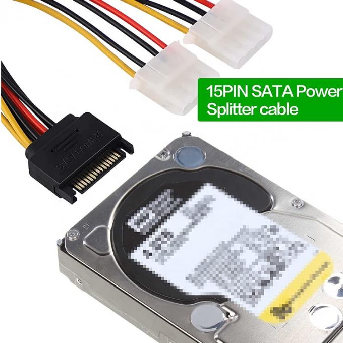 Sata 15 Pin Maschio a Dual Molex 4 Pin Lp4 IDE Femminile Hard Drive Power Y Adapter Converter Cable per HDD SSD 5
