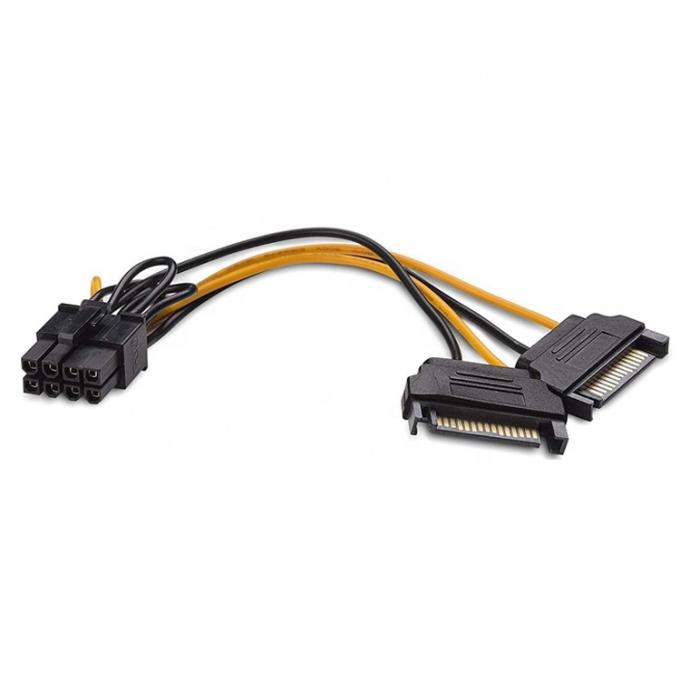 Splitter 8 pin PCIe Express maschio a doppio 15 pin Sata Power Adapter ATX Cable 1