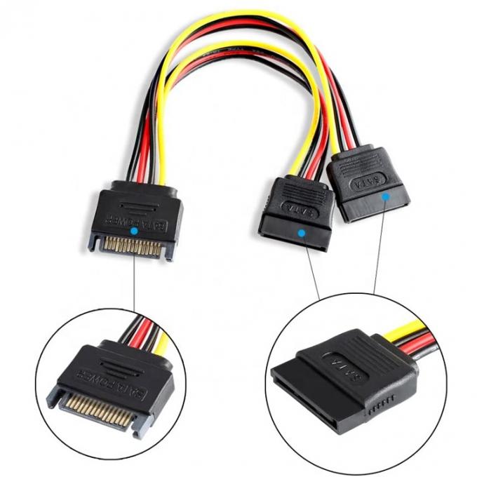 Dati da maschio a femmina Sata 15 Pin Power Y Splitter Cable per computer HDD SSD PC Case 2
