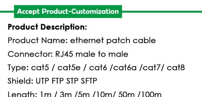 OEM di alta qualità Pure Cooper Shield FTP UTP STP SFTP Cat5 Cat5e Cat6 Cat6a Cat7 Cat8 RJ45 Ethernet Patch Lan Network Cable 0