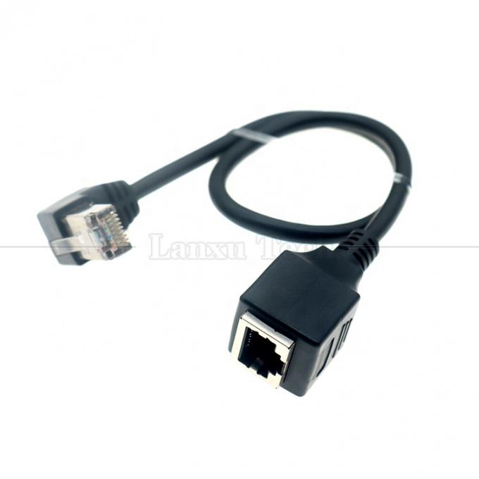 Angolo di 90 gradi RJ45 maschio a RJ45 femmina Socket Cat5e Ethernet Lan Cable 0