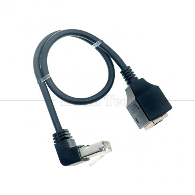 Angolo di 90 gradi RJ45 maschio a RJ45 femmina Socket Cat5e Ethernet Lan Cable 3