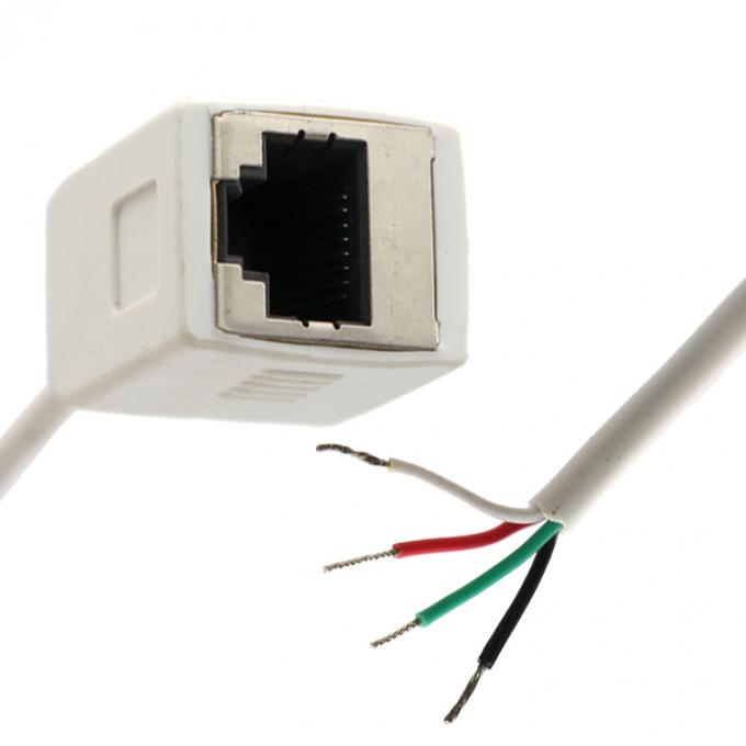 Personalizzazione Femminile Bianca RJ45 presa per aprire Saldatura in scatola 4 fili cavo a coda di porcellana a fine nudo 0