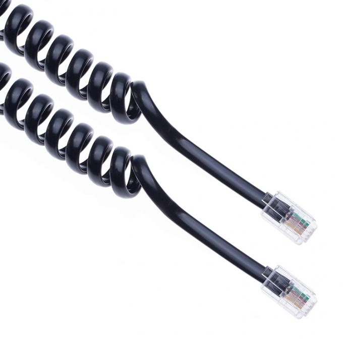 OEM Primavera avvolgente 1m 2m 3m RJ9 4P4C RJ11 Nero Bianco Spirale Piatta Cat3 ADSL Cavo telefonico 3