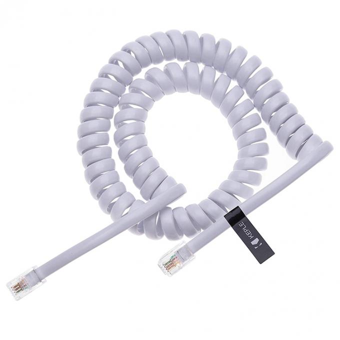 OEM Primavera avvolgente 1m 2m 3m RJ9 4P4C RJ11 Nero Bianco Spirale Piatta Cat3 ADSL Cavo telefonico 4
