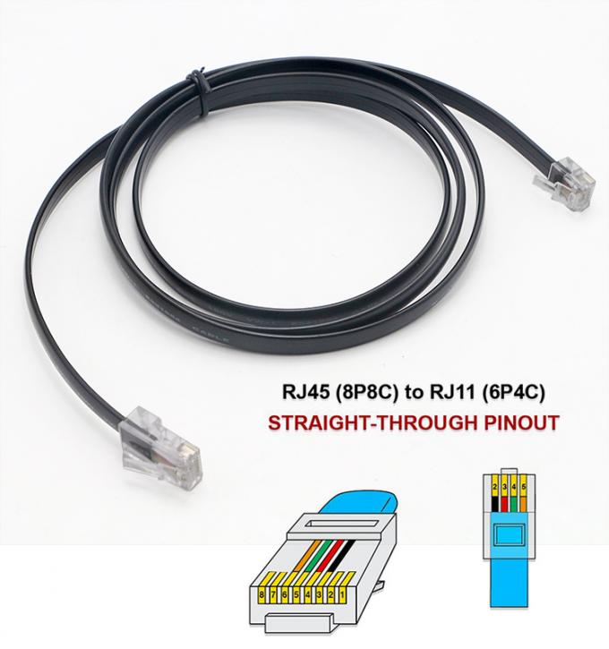 Custom Black RJ45 8P8C a DSL RJ11 6P4C Cable di telefonia modem Wan 3