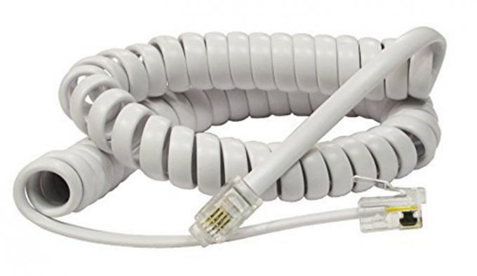 1m 2m 3m RJ9 4P4C RJ11 Nero bianco spirale piatta Cat3 ADSL cavo telefonico 0