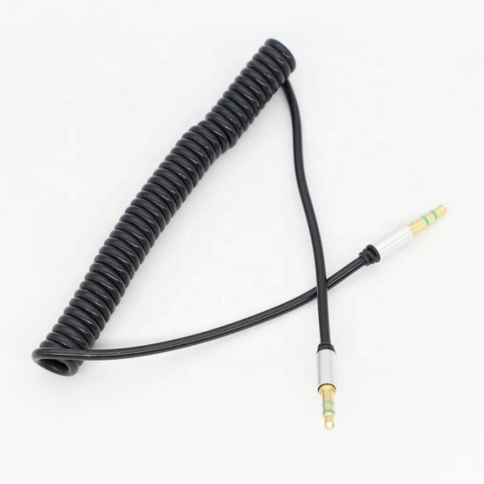 CUSTOM 1M 2M 3M bobina a molla maschio a maschio 3.5mm Jack Stereo Aux Audio Cable 1