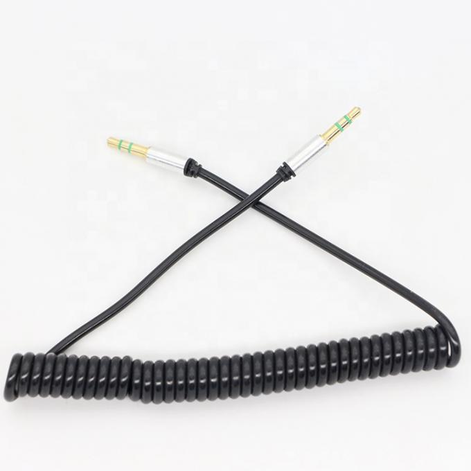 CUSTOM 1M 2M 3M bobina a molla maschio a maschio 3.5mm Jack Stereo Aux Audio Cable 4