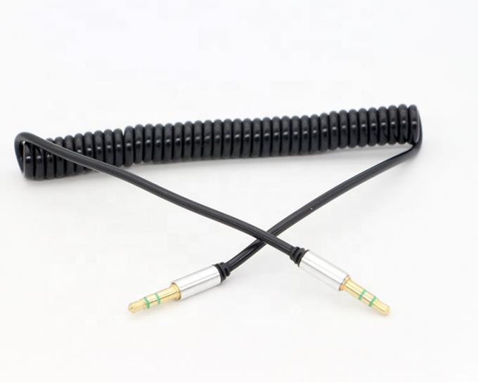 CUSTOM 1M 2M 3M bobina a molla maschio a maschio 3.5mm Jack Stereo Aux Audio Cable 5