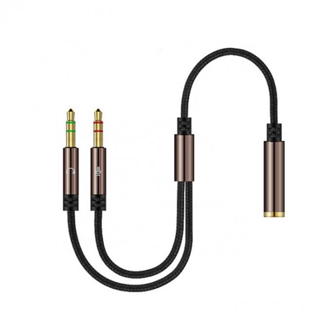 Splitter in nylon di alta qualità da 1 donna a 2 maschi Headset 3,5 mm Jack Audio Mic Cable per telefono 3