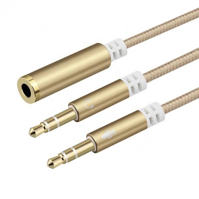 Splitter in nylon di alta qualità da 1 donna a 2 maschi Headset 3,5 mm Jack Audio Mic Cable per telefono 2