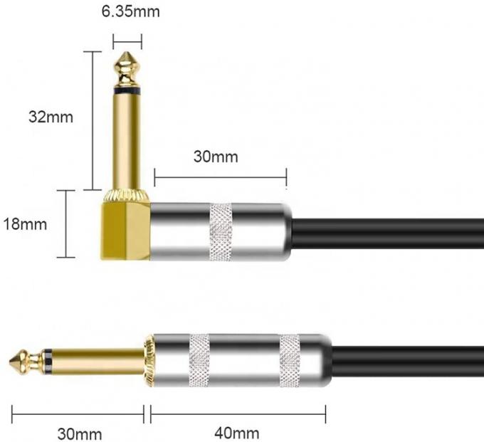 10FT Durable Blu intrecciato a 90 gradi in angolo diretto 1/4 TS Jack Strumento elettrico Guitar Patch Cable 1