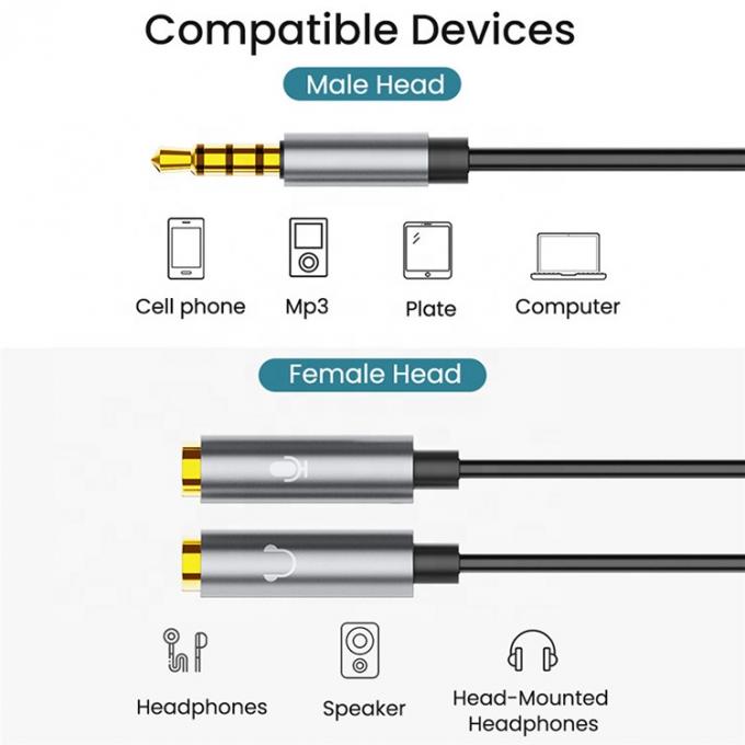 Headset Microphone Y Splitter 1 maschio a 2 doppio femmina 3.5mm Jack Audio Splitter Adapter Cable 2