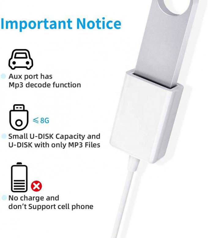 USB 2.0 femminile a 3,5 mm Jack 3 poli AUX Converter Adapter per altoparlante audio auto 2