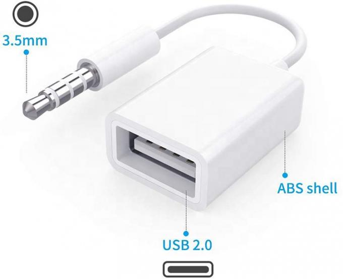 USB 2.0 femminile a 3,5 mm Jack 3 poli AUX Converter Adapter per altoparlante audio auto 4