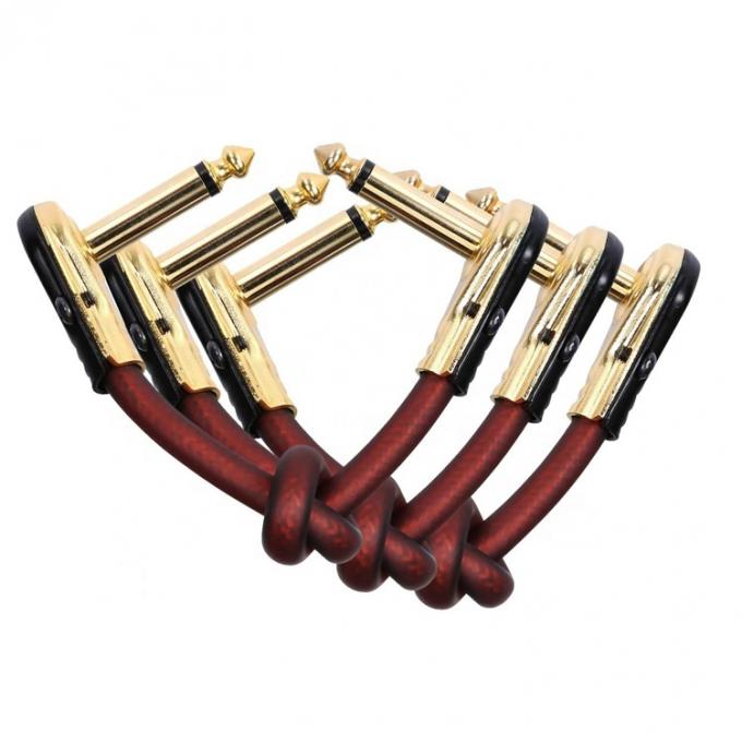 1/4 di pollice oro angolo destro mono TS Jack strumento cordone chitarra patch cavo 3