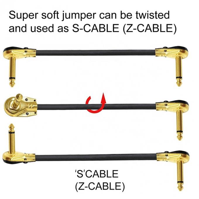 1/4 di pollice oro angolo destro mono TS Jack strumento cordone chitarra patch cavo 5