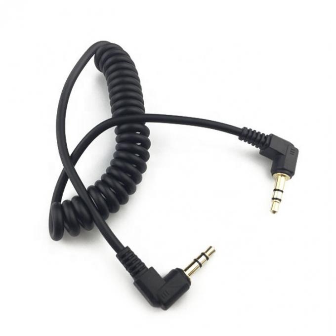 OEM bobinato 1m maschio a maschio 90 gradi angolo destro 3,5 mm TRS stereo audio jack cavo 0
