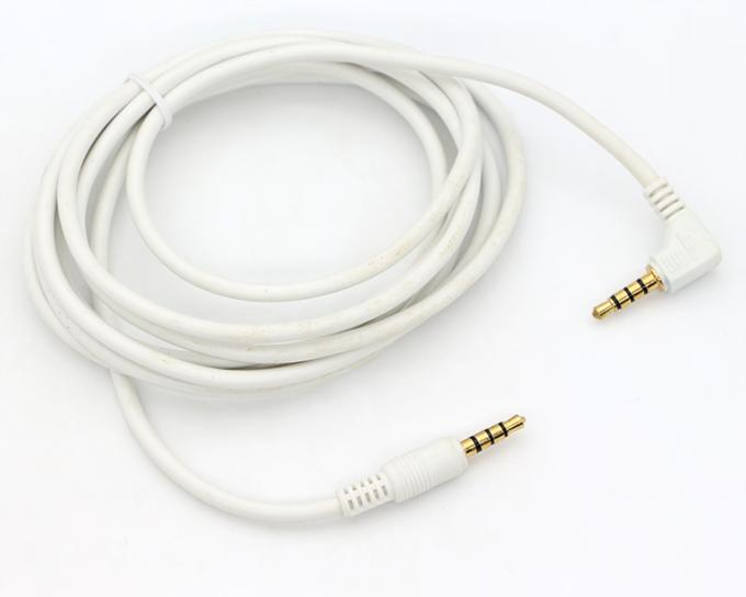Collegatore in oro bianco su misura Maschio a maschio angolo destro 3,5 mm Jack TRRS Plug Stereo Audio Cable 4
