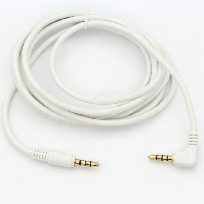 Collegatore in oro bianco su misura Maschio a maschio angolo destro 3,5 mm Jack TRRS Plug Stereo Audio Cable 5