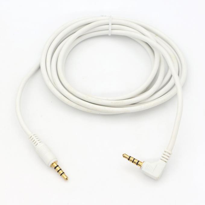 Collegatore in oro bianco su misura Maschio a maschio angolo destro 3,5 mm Jack TRRS Plug Stereo Audio Cable 6