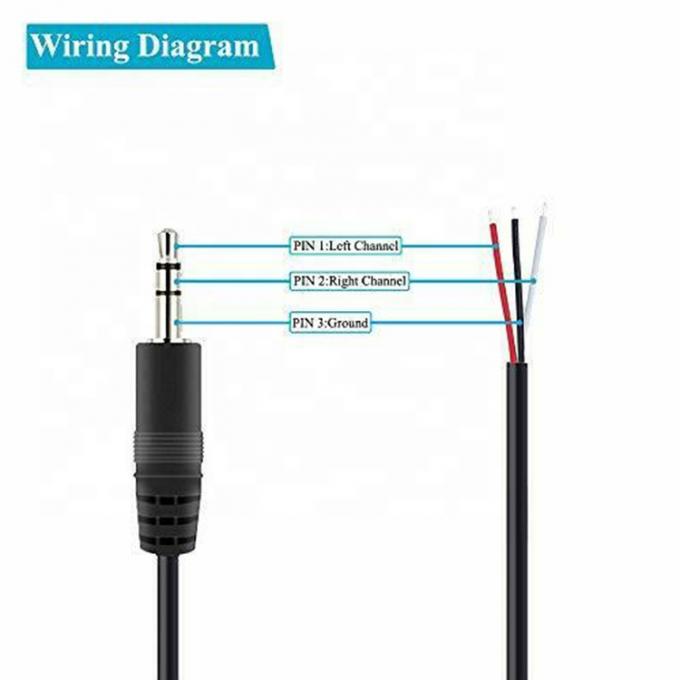 TRS 2 Pole Stereo Audio Jack 3,5 mm Maschio Collegamento a Stripped Acciaio in scatola Nudo Cavo a fine aperto 1
