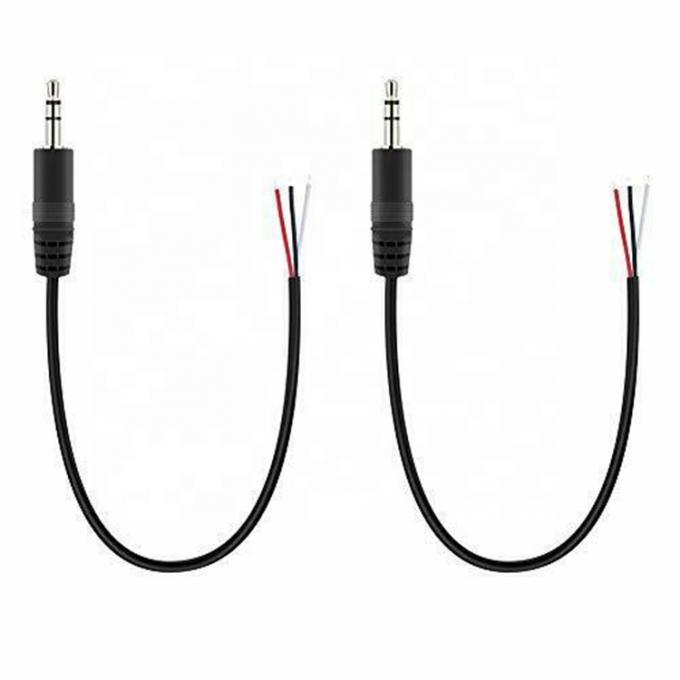 TRS 2 Pole Stereo Audio Jack 3,5 mm Maschio Collegamento a Stripped Acciaio in scatola Nudo Cavo a fine aperto 4