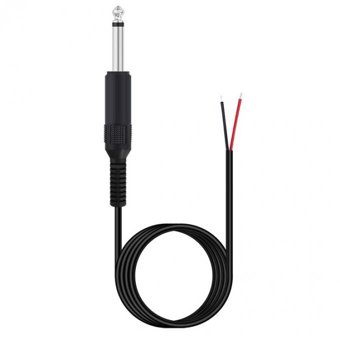 6.35mm 1/4 Inch TS 2 Ploes Jack Mono Male Audio Plug to Bare Wire Cable Open End per microfono 0