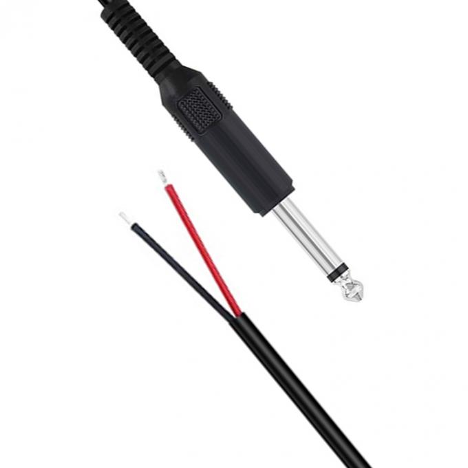 6.35mm 1/4 Inch TS 2 Ploes Jack Mono Male Audio Plug to Bare Wire Cable Open End per microfono 1
