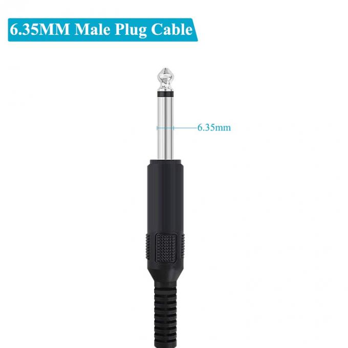 6.35mm 1/4 Inch TS 2 Ploes Jack Mono Male Audio Plug to Bare Wire Cable Open End per microfono 3