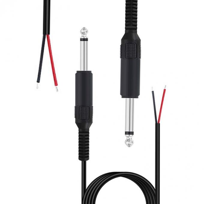 6.35mm 1/4 Inch TS 2 Ploes Jack Mono Male Audio Plug to Bare Wire Cable Open End per microfono 4