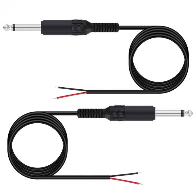 6.35mm 1/4 Inch TS 2 Ploes Jack Mono Male Audio Plug to Bare Wire Cable Open End per microfono 5