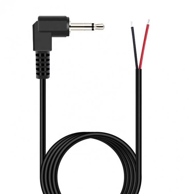 90 gradi angolo destro 2 poli TS 3.5mm Jack audio stereo a coda di porcellino spogliato in scatola cavo termico a filo nudo 0