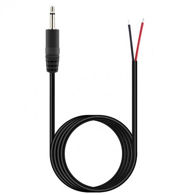 Custom 2 Poles TS 3.5mm Stereo Audio Mono Jack Maschio Plug to Stripped Pigtail Tinned Bare Wire End Cable 0