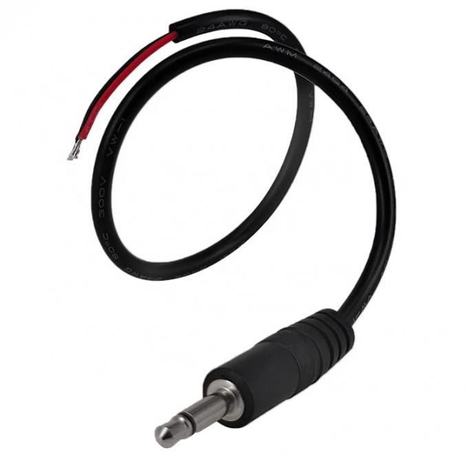 Custom 2 Poles TS 3.5mm Stereo Audio Mono Jack Maschio Plug to Stripped Pigtail Tinned Bare Wire End Cable 3