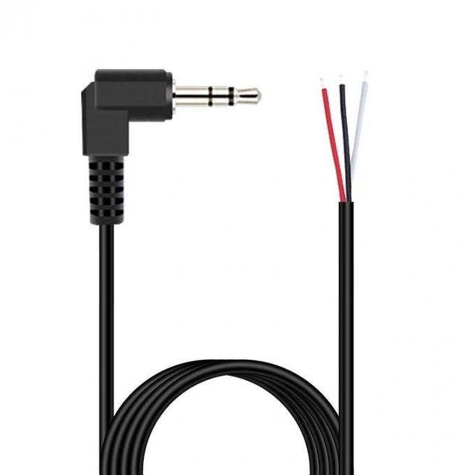 90 gradi angolo destro 3 poli TRS 3,5 mm Jack audio stereo a coda di porcellino spogliato in scatola cavo terminale a filo nudo 2