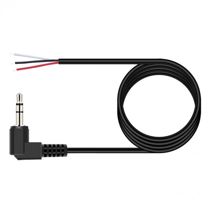 90 gradi angolo destro 3 poli TRS 3,5 mm Jack audio stereo a coda di porcellino spogliato in scatola cavo terminale a filo nudo 3