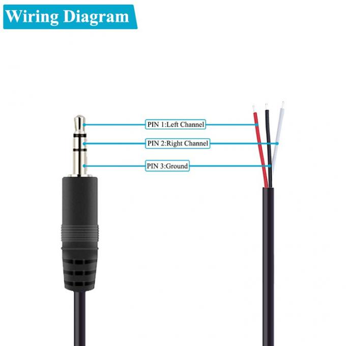 Custom 3 poli 3.5mm Stereo Audio Jack a pigtail Stripped Tinned Bare Wire End Cable 1